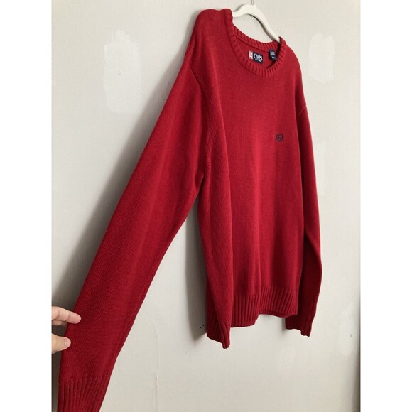Chaps Knit Sweater Long Sleeve Crest XXL Red 100% Cotton - Picture 2 of 8